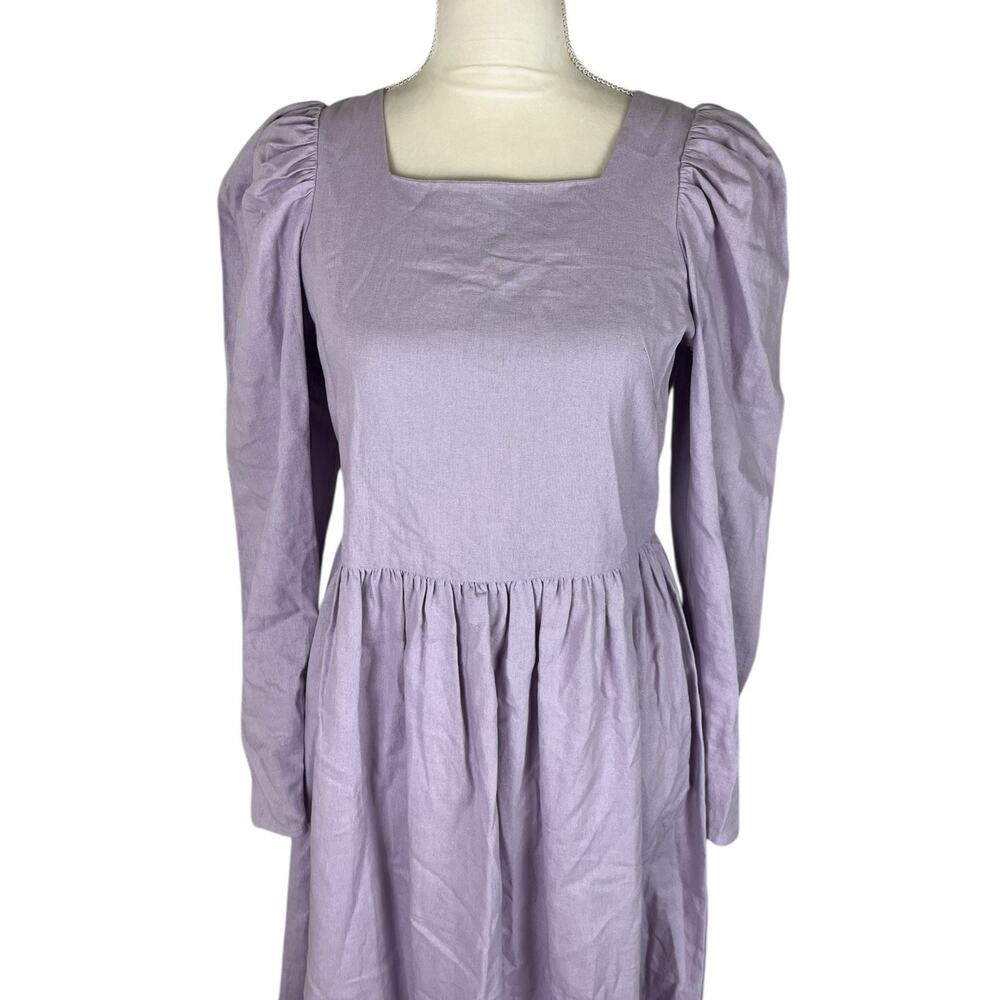 Lisa Says Gah Lilac Maddie Midi Dress Cottagecore Prairie Victorian Size Small - Picture 6 of 10